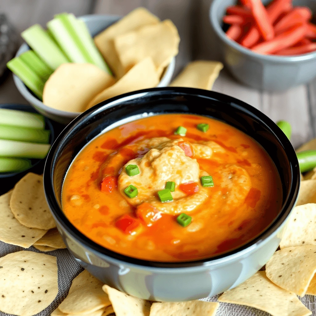 A bowl of creamy Rotel dip with diced tomatoes and green onions, surrounded by tortilla chips, celery sticks, and crackers