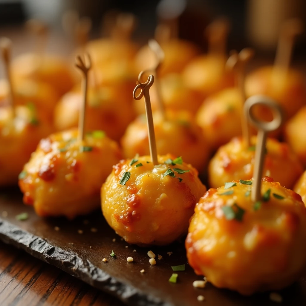 Hot and cheesy Hanky Panky appetizers on a serving tray.
