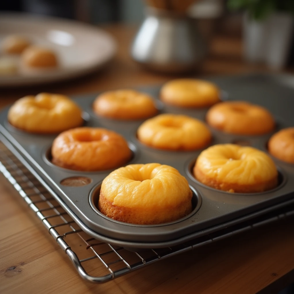 Mini cakes baking in a silicone pan, perfect for homemade treats.