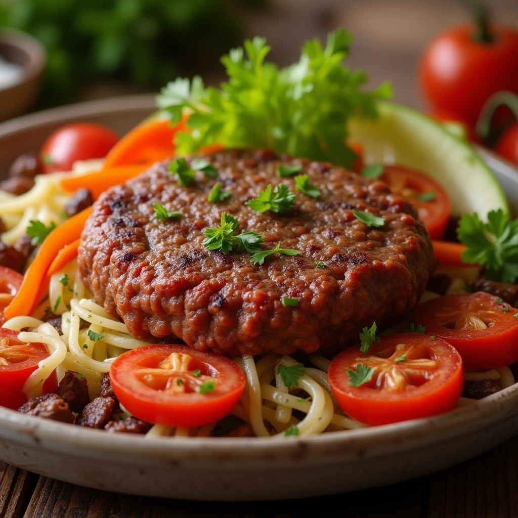A delicious keto beef mince dish served in a bowl with fresh vegetables and herbs, showcasing a low-carb meal option.